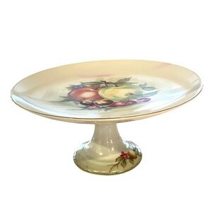 Vintage China, small cake stand with fruit pattern.